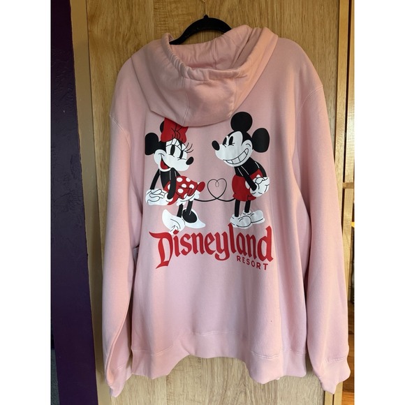 Tops - Disney Parks Disneyland Valentines Mickey & Minnie Pink Zip Hoodie Size XL NWT